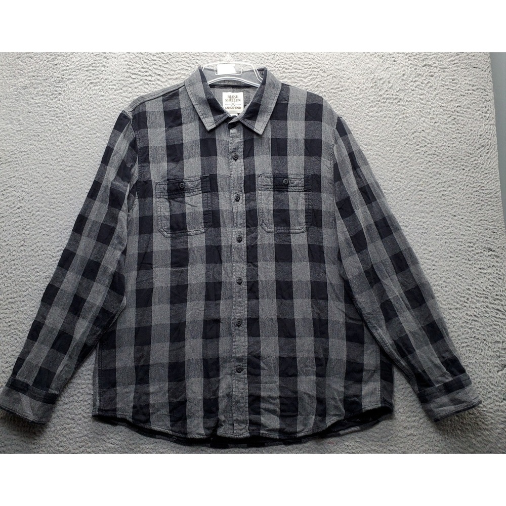 Blake Shelton X Lands' End Flannel Shirt Mens XL Multi Buffalo Plaid Button-Up